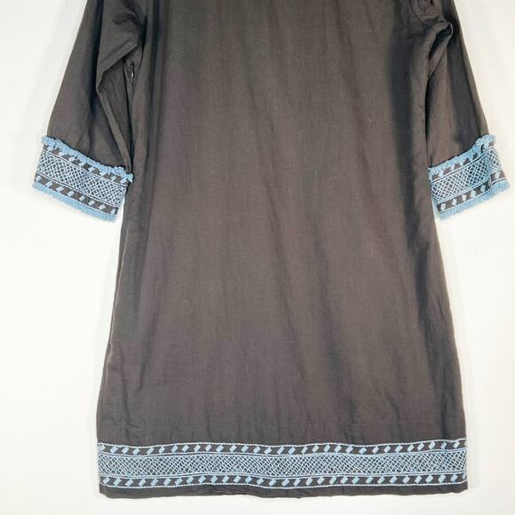 Gretchen Scott Binge Embroidered Tunic Dress Charcoal Grey Blue - Picture 11 of 15